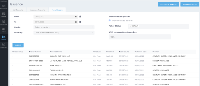 Using the Policy Issuance Report – BindHQ